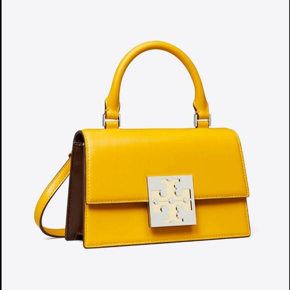 Tory Burch Bon Bon Color Block Mini Top Handle Bag- Yellow - Picture 2 of 8